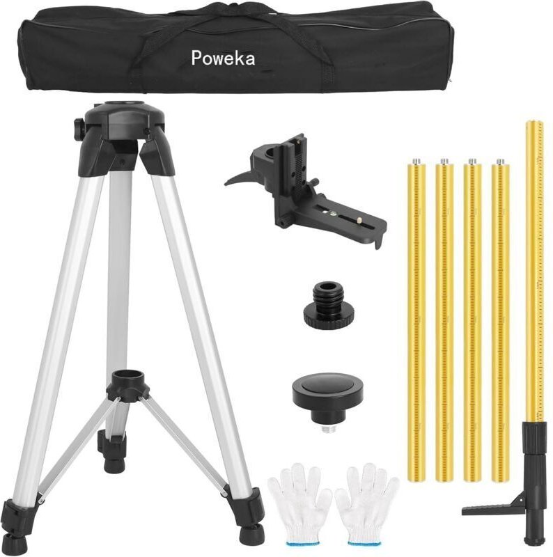 3,7 m verstellbare Teleskopstange mit Stativ, Laser-Nivellierstativ mit 1/4" x 20" Montagebasis und 5/8"-11 Gewindeadapt...