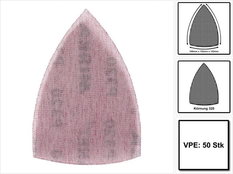 Schleifdreieck 100 x 152 x 152 mm Klettverschluss Mikroperforierte Masche (50 Stck.) Mirka