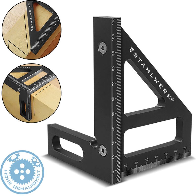 Stahlwerk - Gehrungswinkel mit Anschlag 3D-Winkel Gehrungsdreieck Aluminium-Winkel