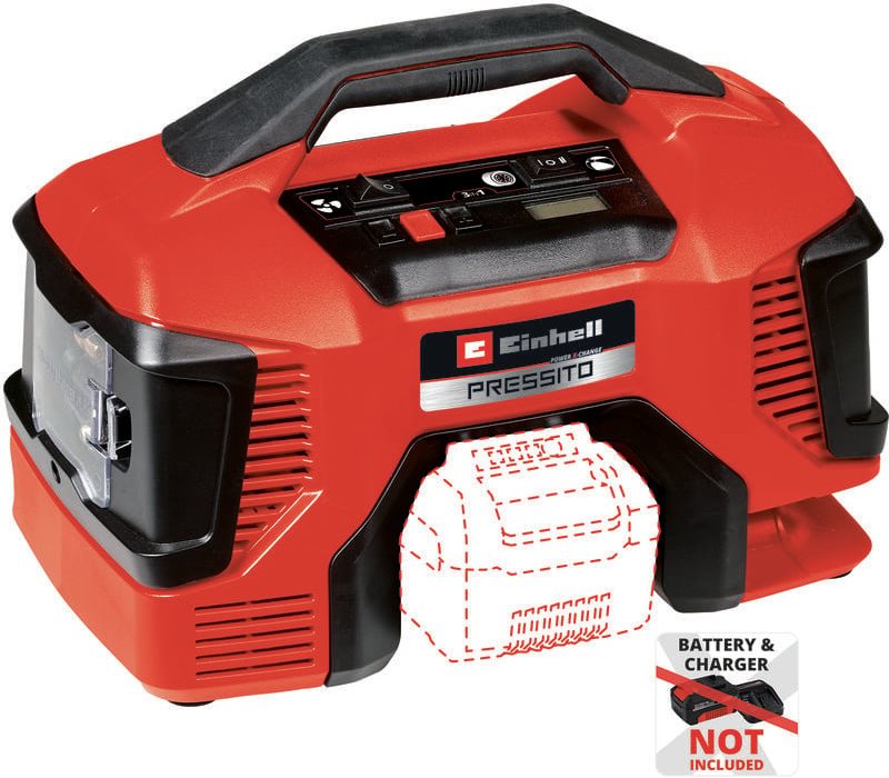 Einhell - Akku-Kompressor pressito 18/21 Power X-Change (18 v, max. 10.5 bar, 21 l/min Ansaugleistung, Motordrehzahl 180...