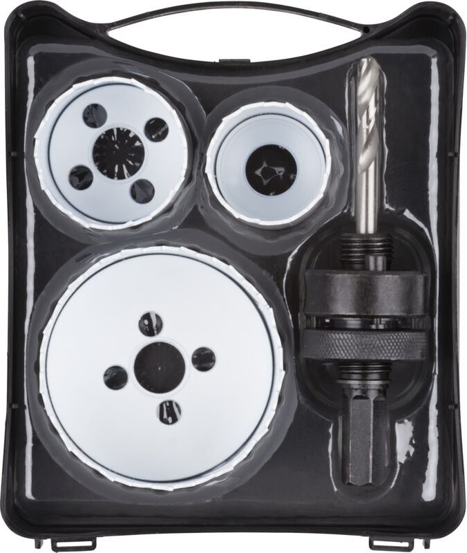 wolfcraft I Bi-Metall-Lochsägeneinsatz-Set „Renovieren“I 5980000 I 4-tlg., Schnitttiefe 40 mm, für Holz, Kunststoffe, Me...