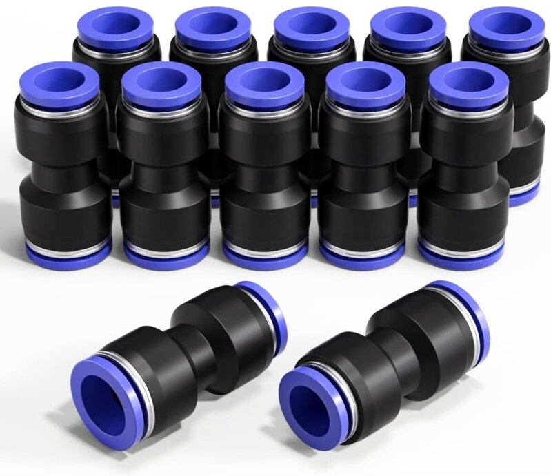 12 Stück 6 mm auf 8 mm Durchmesser Pneumatisches Reduzierstück, Steckadapter, Schnellreduzierverschraubung (PG6-8)