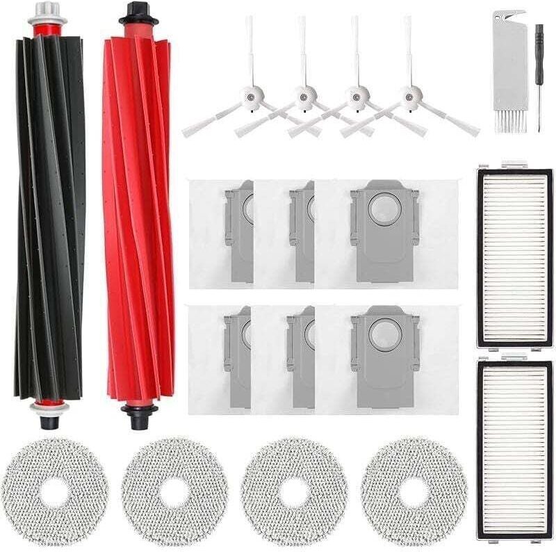 Zubehör für Roborock Qrevo Master/Qrevo Slim Staubsauger, XU, inklusive 2 Hauptbürsten, 2 HEPA-Filter, 6 Ersatzstaubbeut...