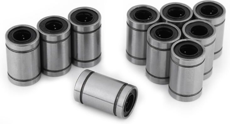 Packung mit 10 LM8UU 8mm Kugellagern für Linearbewegungen, kompatibel mit 8mm Stangen von 3D-Druckern und CNC-Maschinen.