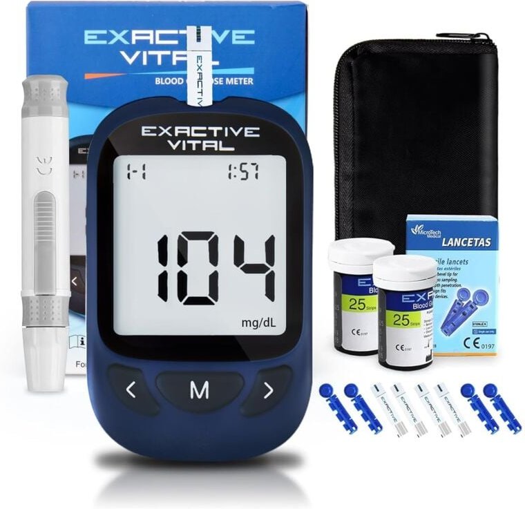 Tonchean - Blutzuckermessgerät-Set (mg/dl), Blutzuckermessgerät-Set mit 50 Blutzuckerteststreifen und 50 Lanzetten