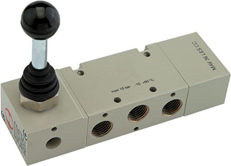 Riegler - 5/3-Wegeventil, man. 90° Hebel, g 1/4, Mitte geschlossen, rastend