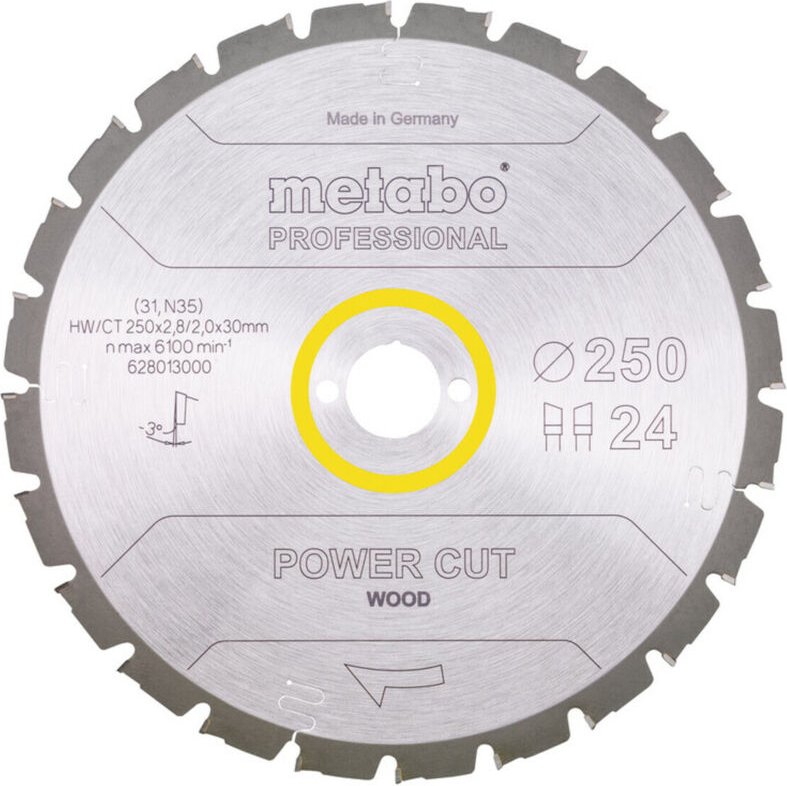 Sägeblatt 'power cut wood - professional', 250x2,8/2,0x30, Z24 wz 3° neg. - Metabo