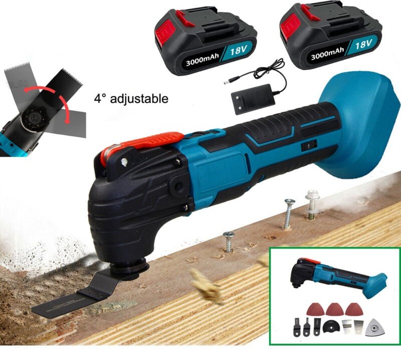 Multitool-Zubehörsets, Akku-Oszillationsset, 6 variable Geschwindigkeiten, 4° Oszillationswinkel, Multitool, Trockenbau,...