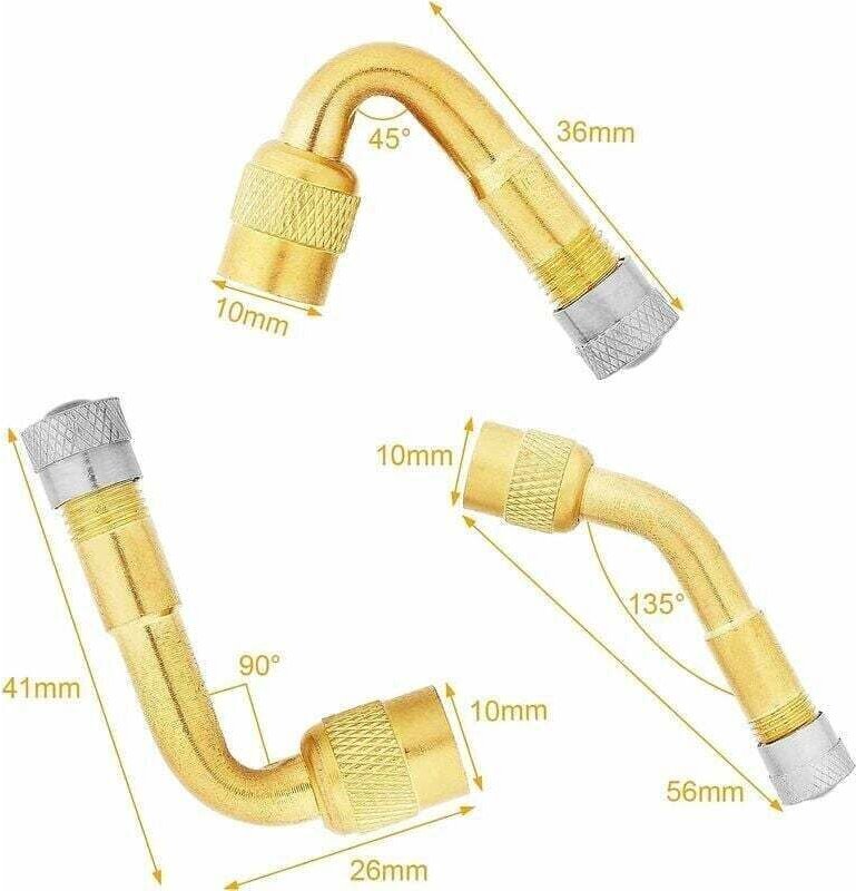 6-teiliges Reifenventil-Verlängerungsset (45°, 90°, 135°), Winkeladapter, abgewinkelte Aufblasdüse für Auto, LKW, Motorr...
