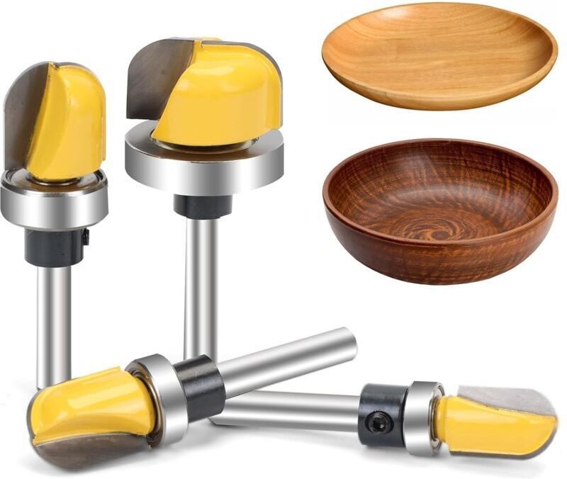 Set mit 4 Fräsern mit 6,35 mm Schaft und Kugellagerbasis: 1,27 cm, 1,9 cm, 1,9 cm, 3,5 cm, 3,8 cm, entwickelt für Holzbe...