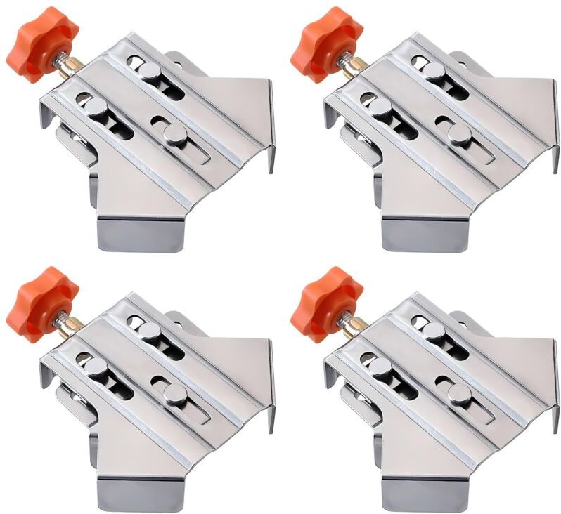 4 Stück Winkelspanner, 90 Grad Eckspanner, mit Swing Kiefer, Single Handle, Edelstahl, Winkelzwinge für Holzarbeiten, En...