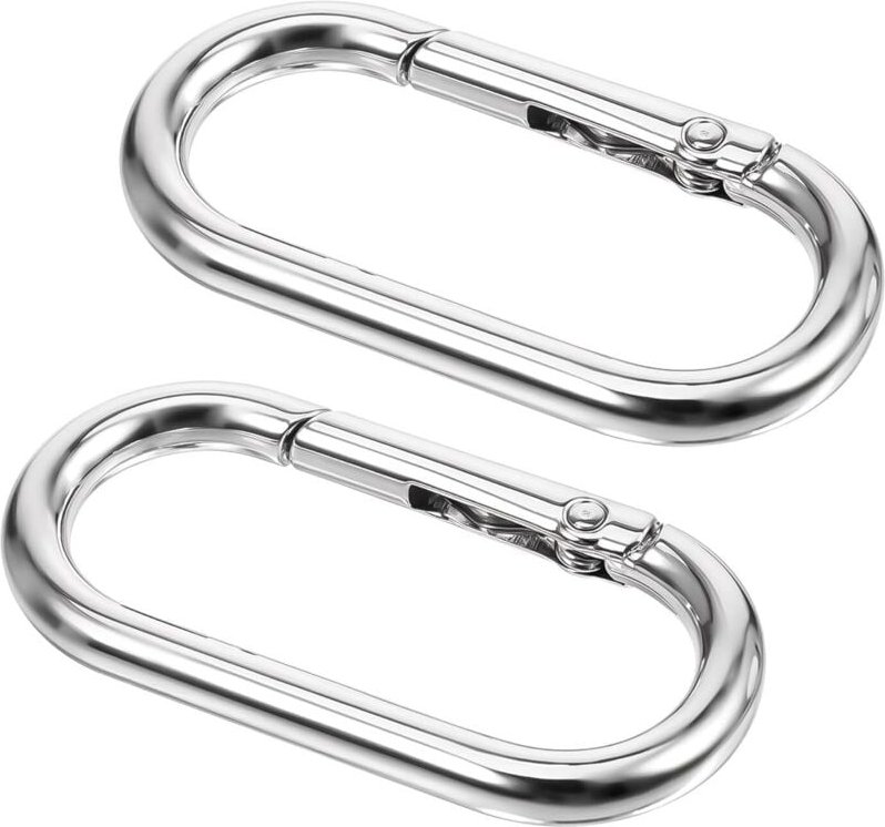 Set mit 2 ovalen, federbelasteten Metallkarabinern, 1,95 x 1,0 mm, kleine Karabiner für Handtaschen, Schlüsselanhänger, ...