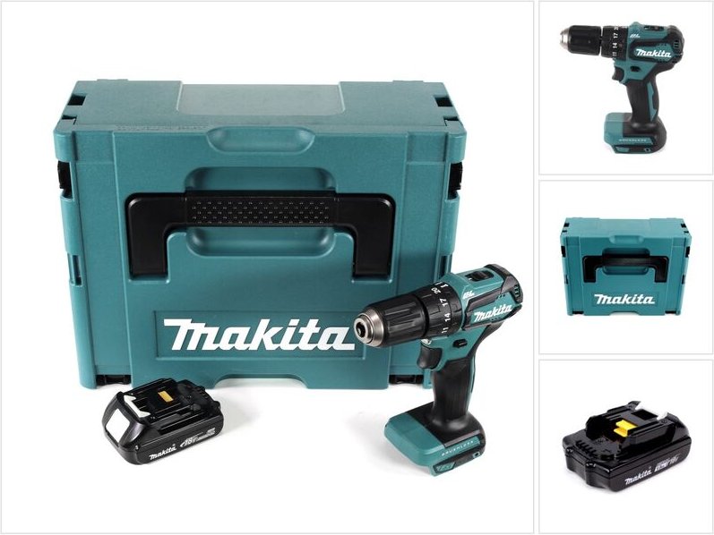 Makita DHP 483 Y1J Akku Schlagbohrschrauber 18V 40Nm im Makpac + 1x 1,5 Ah Akku - ohne Ladegerät