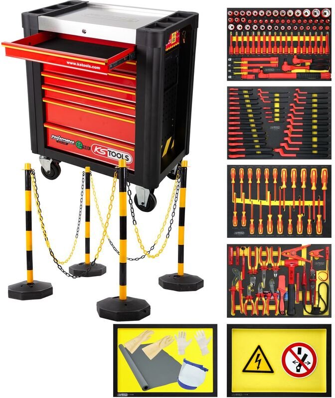 PERFORMANCEplus Werkstattwagen e10 mit 164 isolierten Werkzeugen für Hybrid- und Elektrofahrzeuge