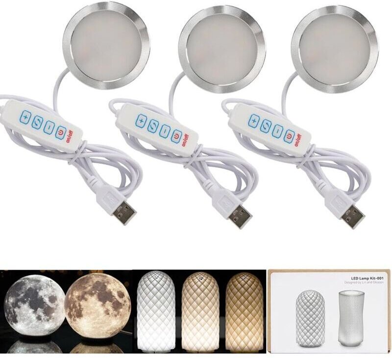 LED 001 Dreifarbige Lampe für Bambu Lab Makerworld 3D-Druck-Lampen-Kit, Ersatzteile, 5V USB-Netzteil