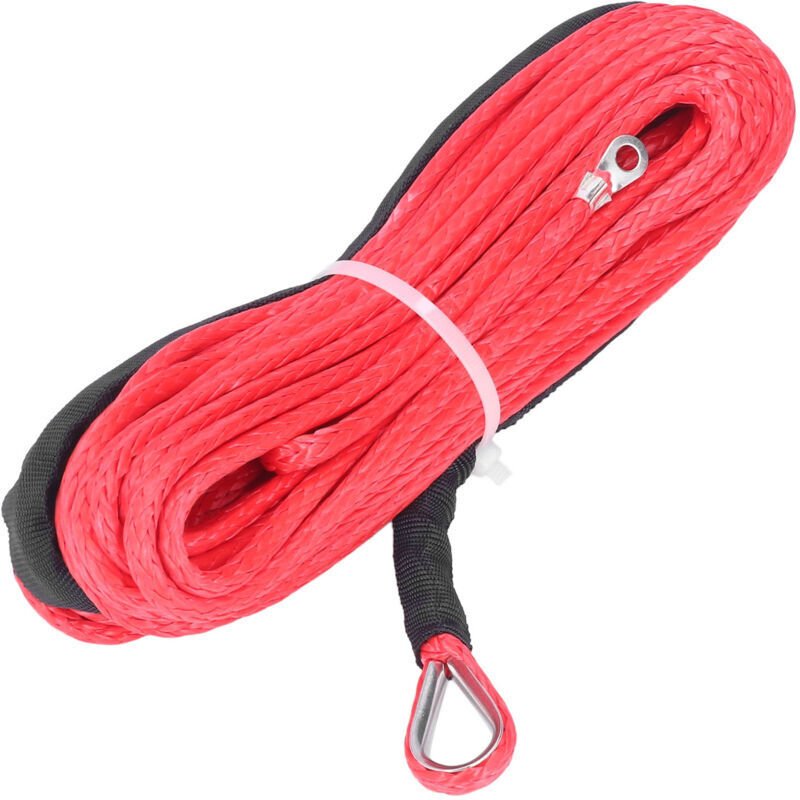 4,8 mm x 15 m Seilwinde aus synthetischen Fasern, Bruchfestigkeit 5500 lb, wasserdicht für ATV/UTV-Anhänger, rot.