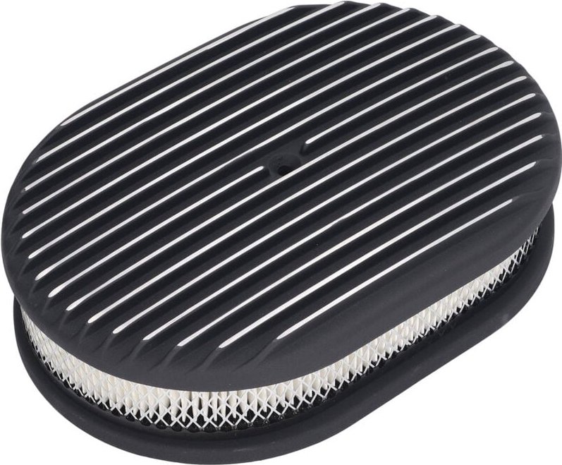 Luftfilter, Vollrippen-Luftfilter aus schwarzer Aluminiumlegierung für 5 1/8 Zoll 4-fach Vergaseröffnung.