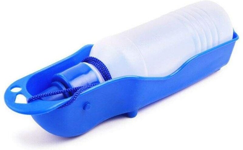 Hundewasserflasche mit eingebautem Napf, 250 ml - Blau