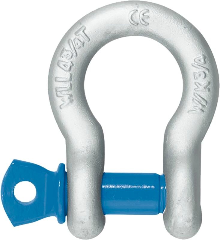 Schäkel Hochfest geschweift, Augenbolzen, Verbindungselement, Hebetechnik, Sicherung, feuerverzinkt, Stahl, 1 1/2 Zoll, ...