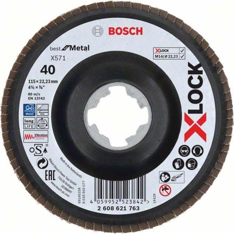 Bosch PRO X571 X-Lock Fächerschleifscheibe 115 mm G40 - 2608621763