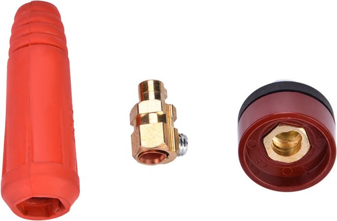1 roter Schnellverbinder für Schweißkabel nach europäischer Norm, DKJ10-25, Schnellkupplungsadapter