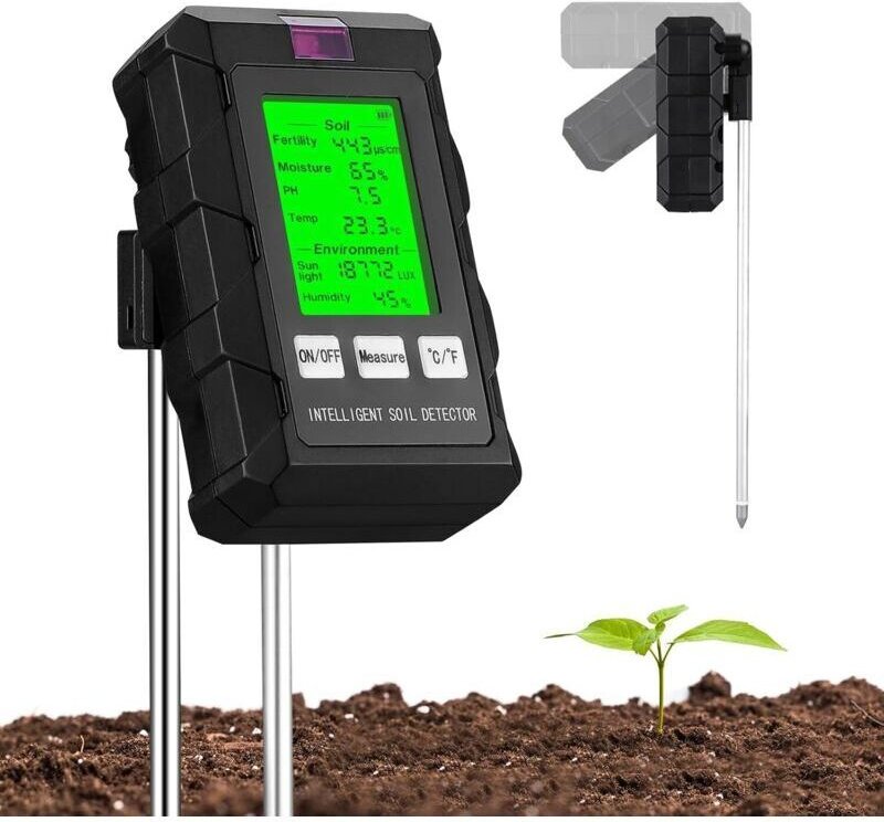 6-in-1 Boden-pH-Tester, Pflanzenfeuchtigkeitsmesser mit Anzeige von