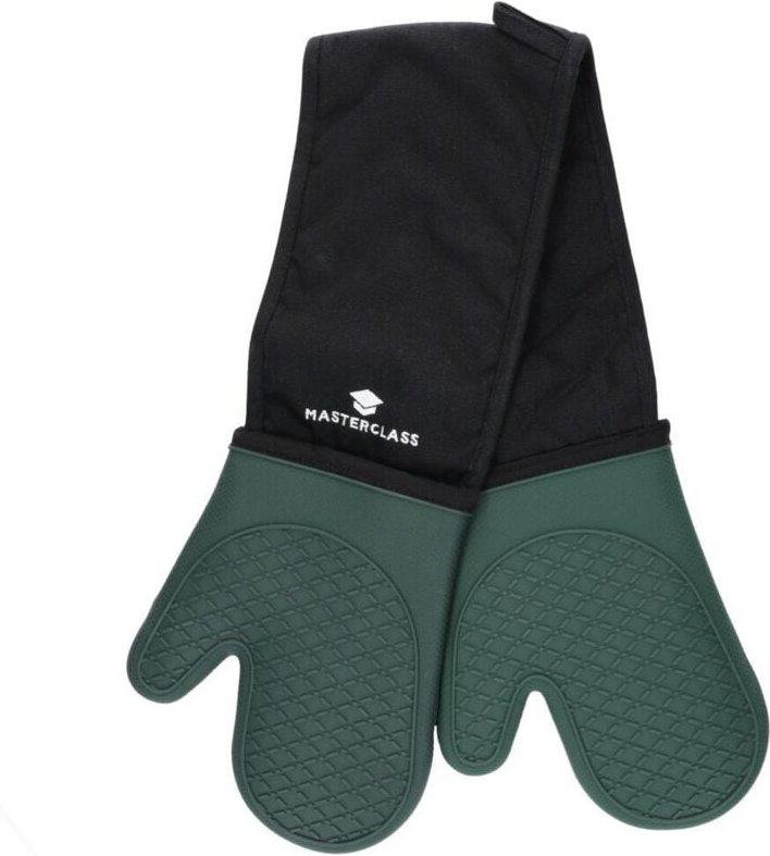 MasterClass Silikon-Ofenhandschuhe, hitzebeständige Handschuhe mit Baumwollpolsterung, rutschfest doppelseitig Koch- und...