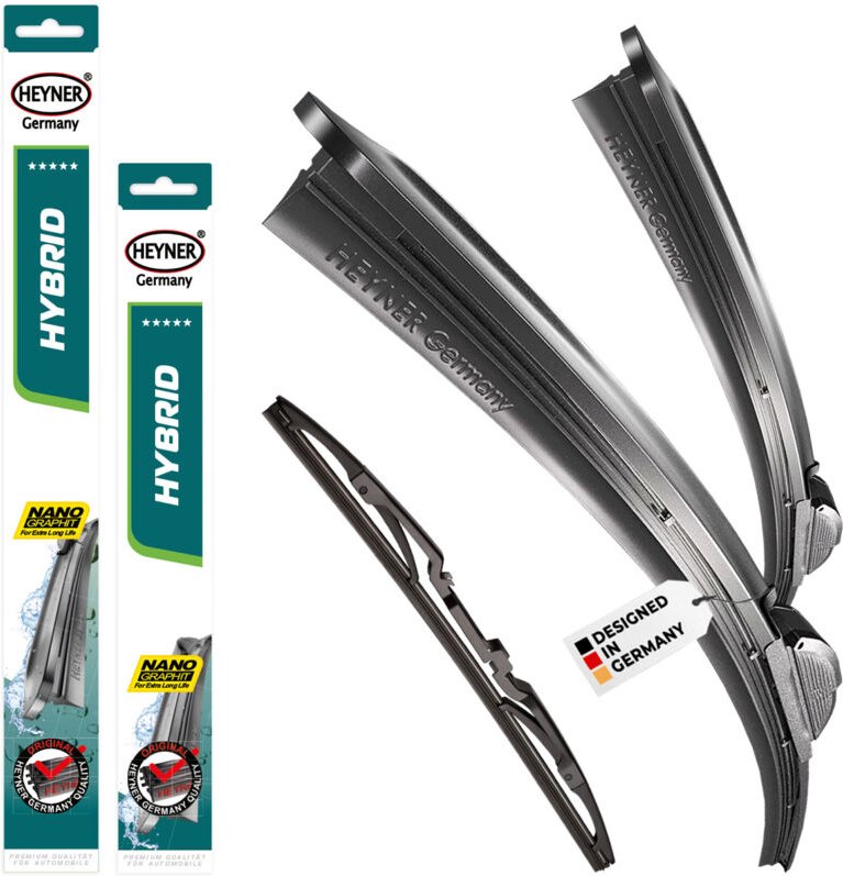 HEYNER® Scheibenwischer mit Heckwischer komp. mit NISSAN MURANO (09.2004 - 12.2008) HYBRID Flachbalkenwischer