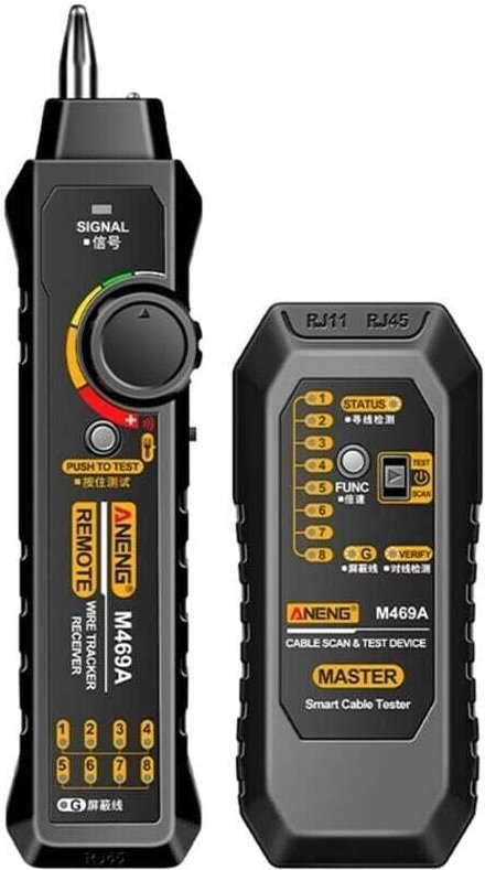 ANENG M469A RJ45 RJ11 LAN-Netzwerkkabeldetektor, störungsfreies Kabeltestgerät, Netzwerkreparatur-Testinstrument, Schwar...