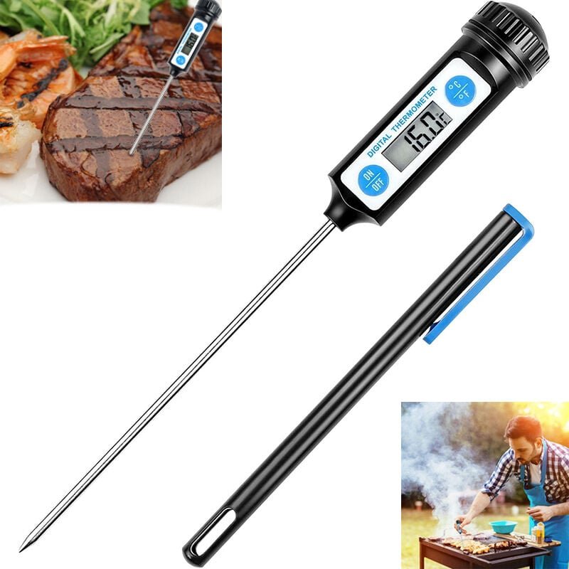 Küchenthermometer, elektronisches Thermometer mit Edelstahlspitze, sofort ablesbares Kochthermometer, Fleischthermometer...