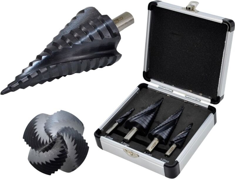 AWTOOLS M2-TiAlN Stufenbohrer / 4er-Set / 4-12 mm / 4-20 mm / 4-32 mm / 4-39 mm / BL