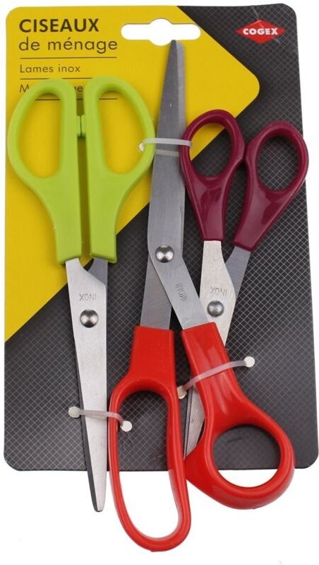 Cogex - set aus 3 bi-material-scheren mit klinge aus rostfreiem stahl - 060824 -