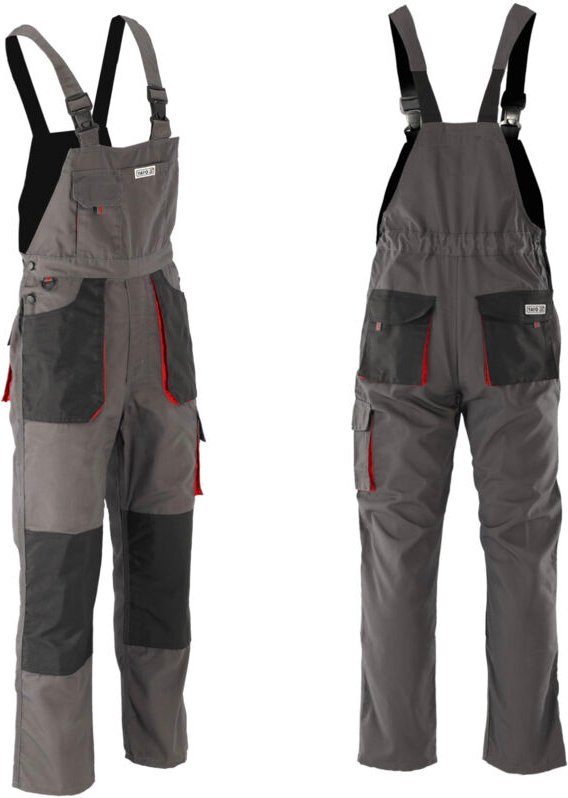 Arbeitshose / Latzhose DAN grau/rot Gr. S