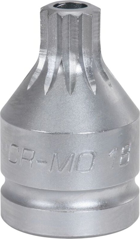 3/4' Kraft-Bit-Stecknuss Vielzahn mit Bohrung, kurz, M18