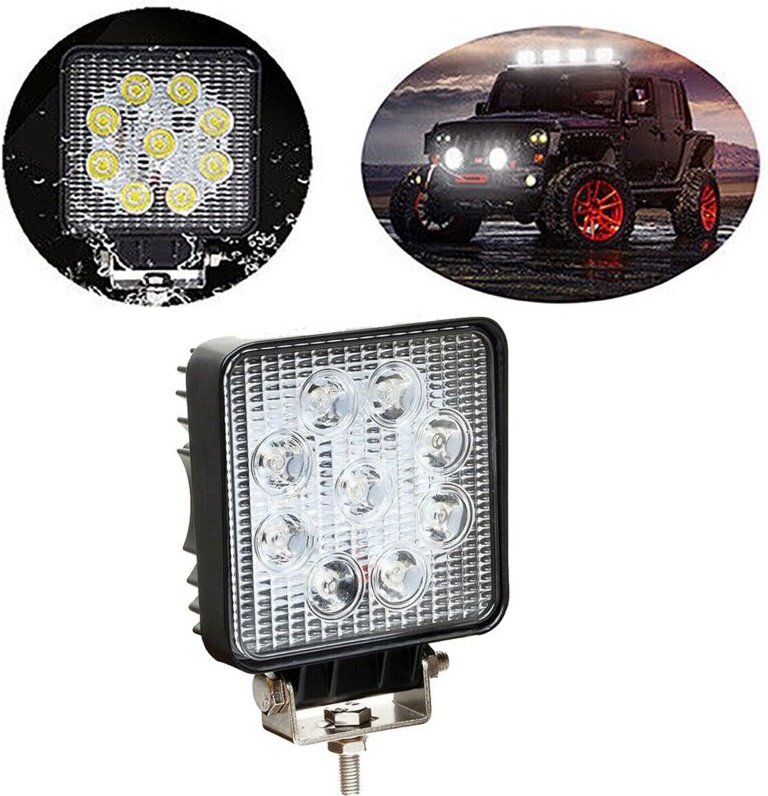 Schlankerzusatzscheinwerferfürgeländewagen12vquadratisch9leds27wip68
