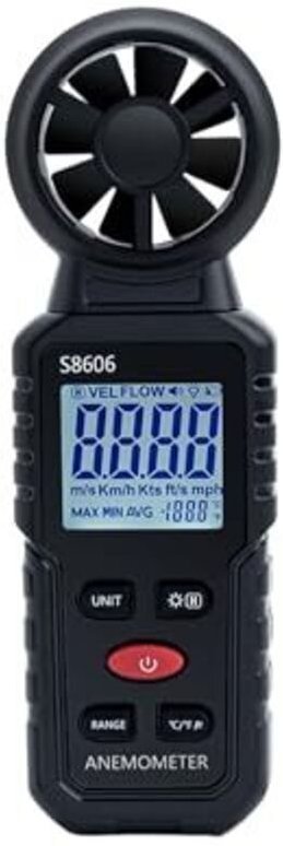 Tragbares 3-in-1-Digitalanemometer, misst Windgeschwindigkeit, Windstärke und Windtemperatur von 0 bis 45 m/s, ideal für...