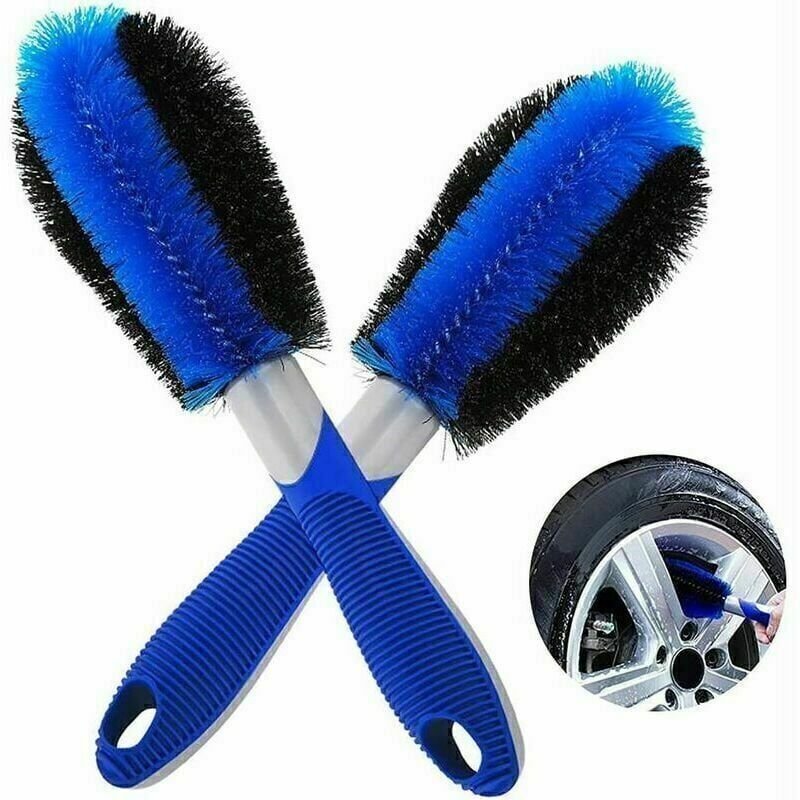 Vtizikl Brosse pour jantes en aluminium, kit de 2 brosses de nettoyage pour jantes, brosse pour jantes en aluminium, poi...