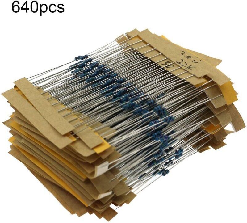 640-teiliges Widerstandsset (1/6 W, 1 %, 1 Ω–10 MΩ), verschiedene Spezifikationen, hohe Präzision, Metallfilmwiderstände...