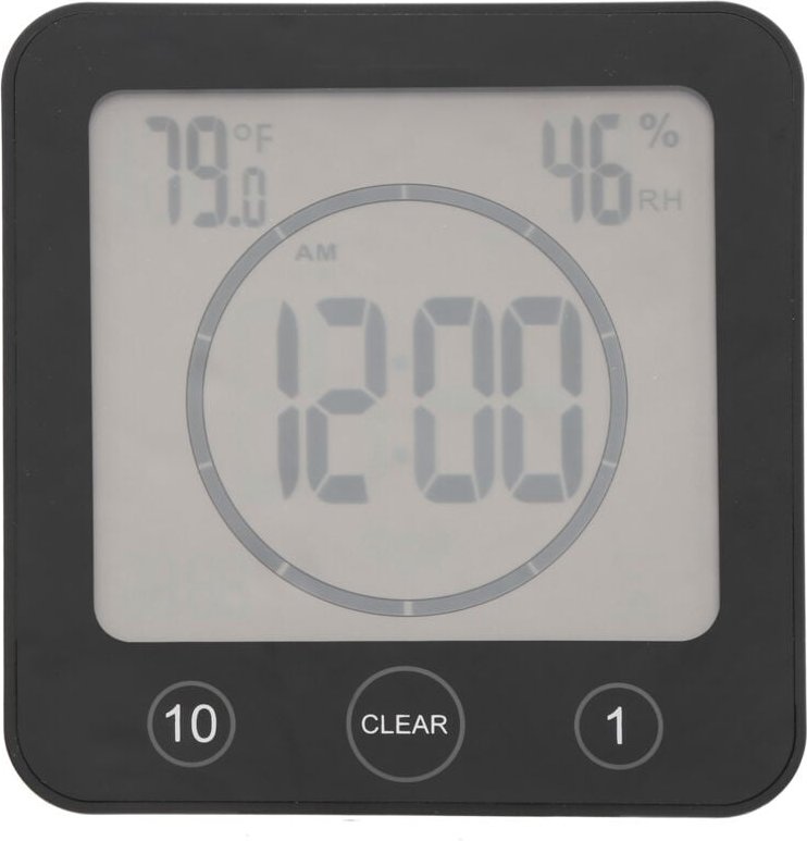 Wasserdichte Duschuhr fürs Badezimmer mit Countdown-Timer, Wecker, Thermometer und Hygrometer