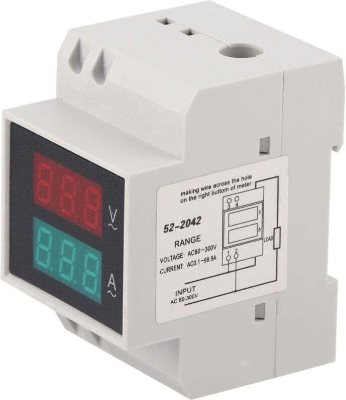 Ampèremètre Voltmètre Numérique Haute Précision Double Affichage AC 80 300V 0 99 9A Rail Din