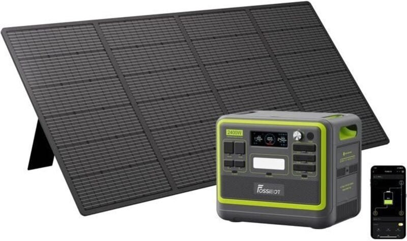 FOSSiBOT F2400 Tragbares Elektrisches Generator + 400W Solar Panel, 2048Wh 4800W Spitzenstation, LiFePO4 Stromstation