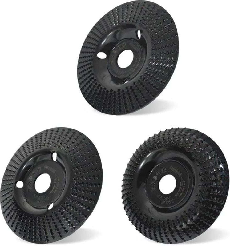 3-teiliges Set Wolframkarbid-Holzschleifscheiben, 125 mm, zum Formen, Schleifen, Schneiden und Schnitzen von Holz, Winke...