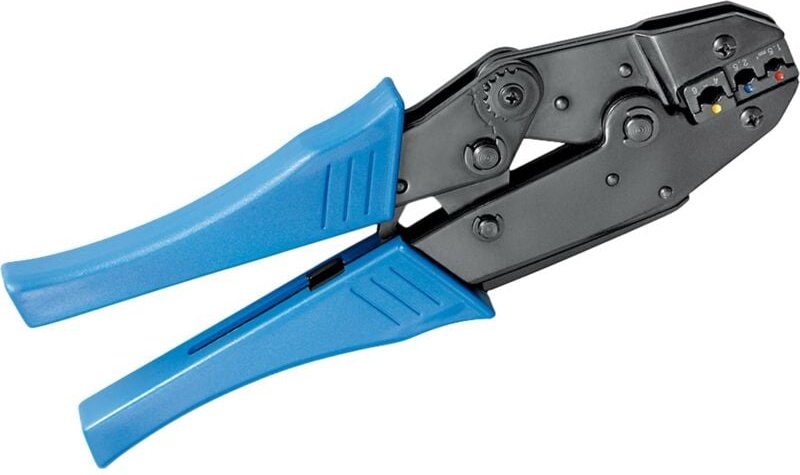 Fixpoint - Crimpzange für isolierte Kabelschuhe, zum Crimpen von 3 verschiedenen Kabelschuhgrößen mit variablem Pressdru...