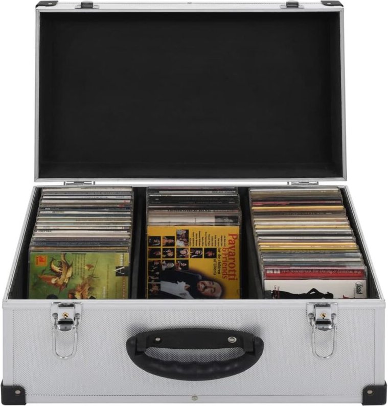 CD-Koffer für 60 CDs Aluminium abs Silbern Vidaxl