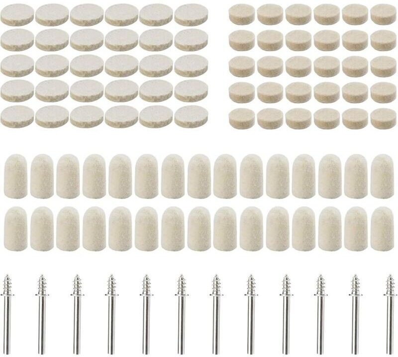 102 Polierpads aus Wollfilz, Schleifscheiben für Zubehör – Rotationswerkzeuge – verschiedene Größen (10/13/25 mm Durchme...