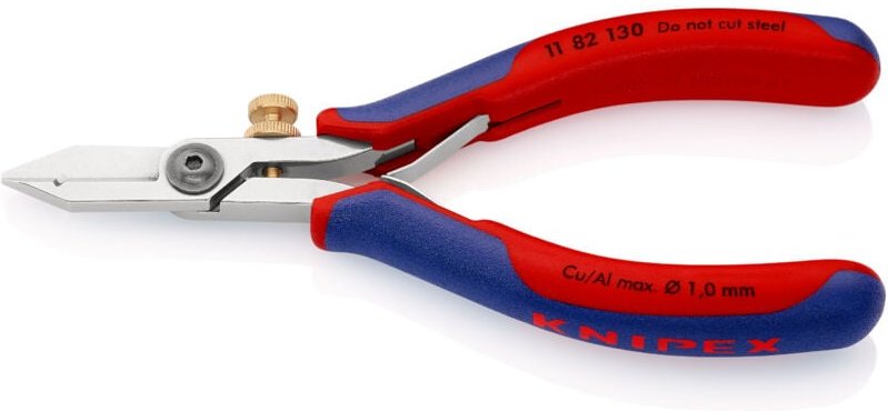 KNIPEX 11 82 130 Elektronik-Abisolierschere mit Mehrkomponenten-Hüllen 140 mm