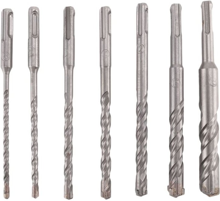 7-teiliges SDS-Plus-Hammerbohrer-Set (4-schneidig) für Beton, Ziegel, Blöcke, Stein, Mauerwerk und