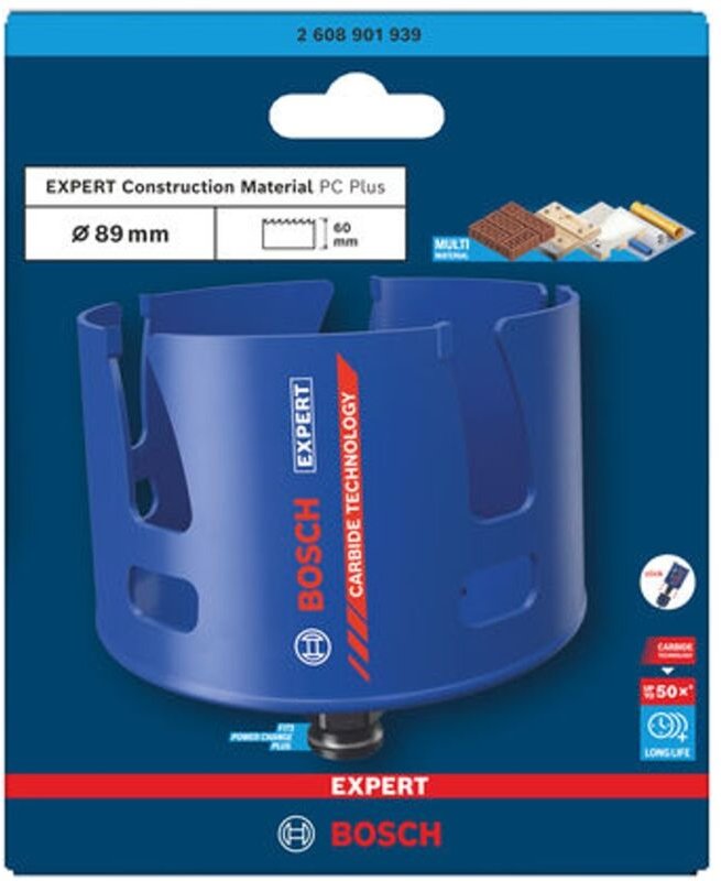 Bosch EXPERT Lochsäge Construction Material Power Change Plus, 92 x 60 mm