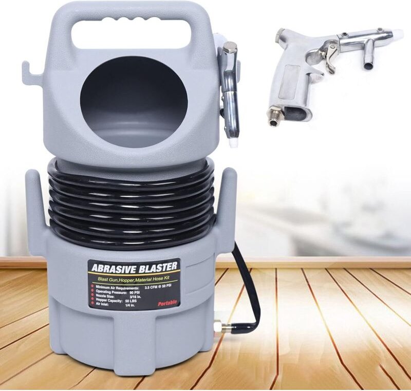 Mobiler sandstrahlgeräte, Sandstrahlgerät, tragbare Sandstrahlpistole, Sandstrahlschlauch, Druckluft, Sandstrahlkit mit ...