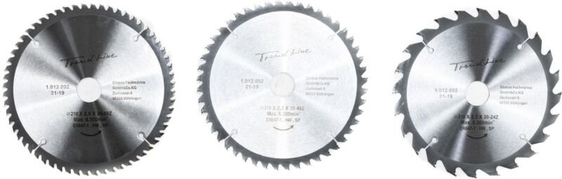 Trendline - HM-Kreissägeblätter 3-teilig je 185 mm, Bohrung 30 mm, 24 48 60 Zähne